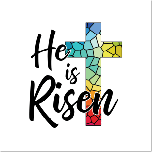 He is Risen, Stained Glass Cross © GraphicLoveShop Posters and Art